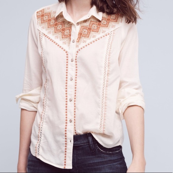 Anthropologie Tops - Anthropologie Iverie Embroidered Button Up!